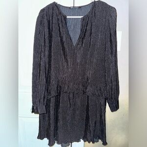 Zara Black and White Micro Polka Dots Oversized Dress Sz XS Missing 1 Button